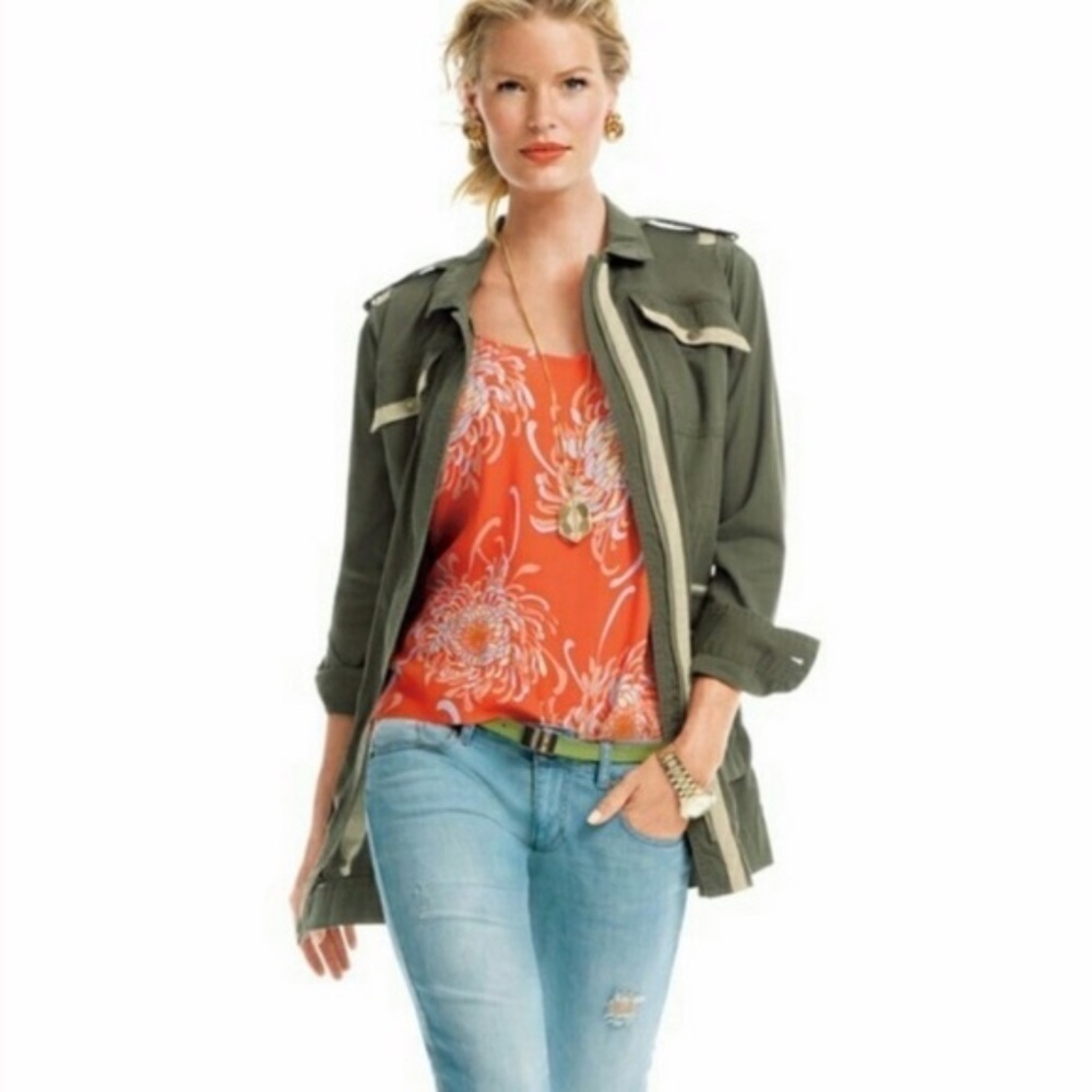 CAbi Forest Green Anorak Jacket M‎ Army Green Military Style Jacket Size Medium